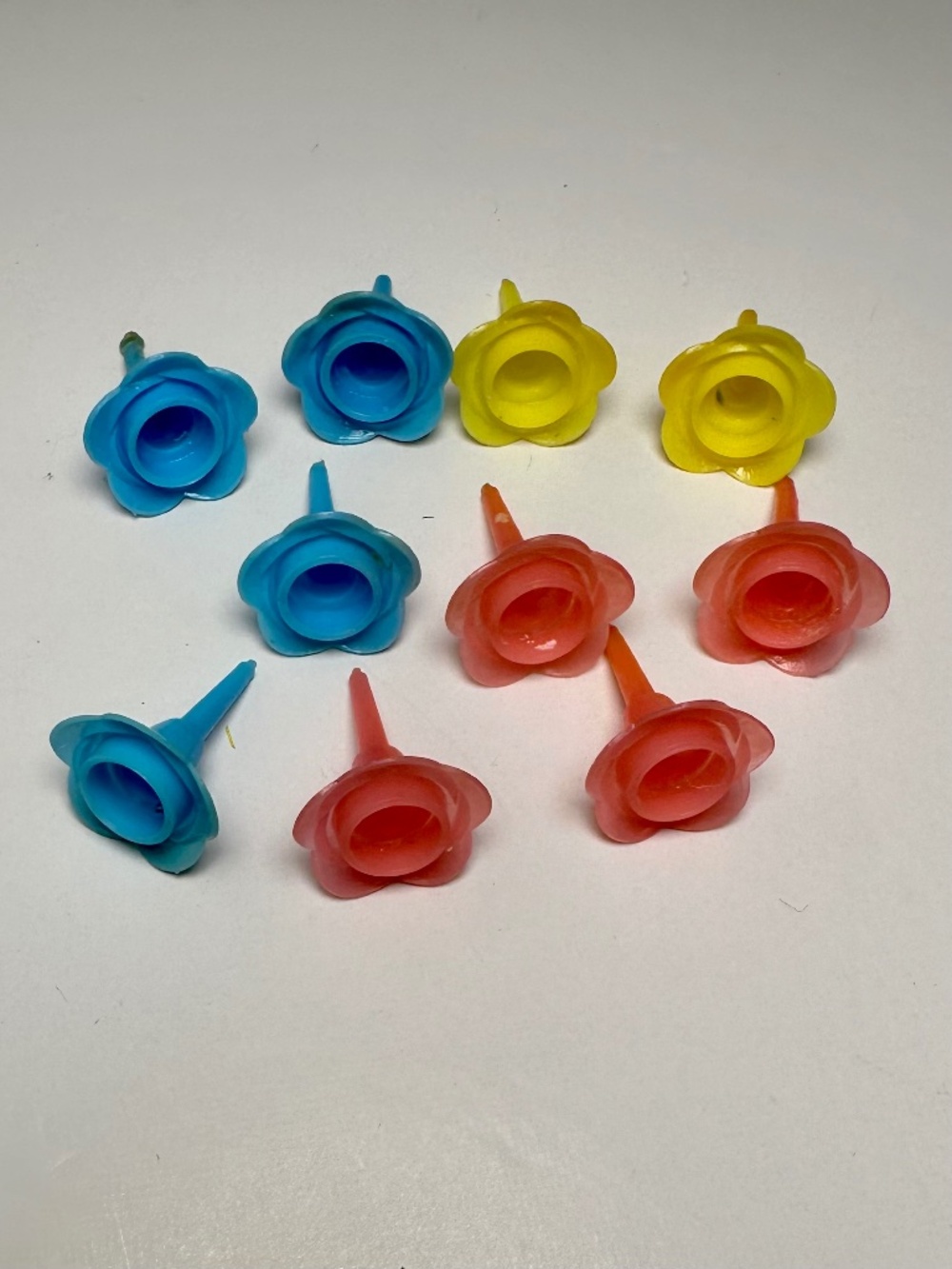 10 Vintage Rose Birthday Candle Holders Cake Picks Pink Blue Yellow